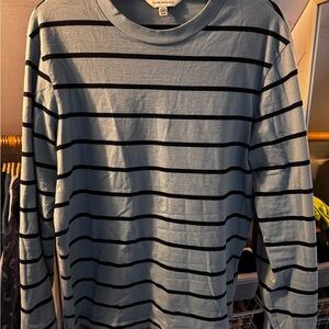Club Monaco Blue Striped Long Sleeve Shirt